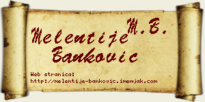 Melentije Banković vizit kartica